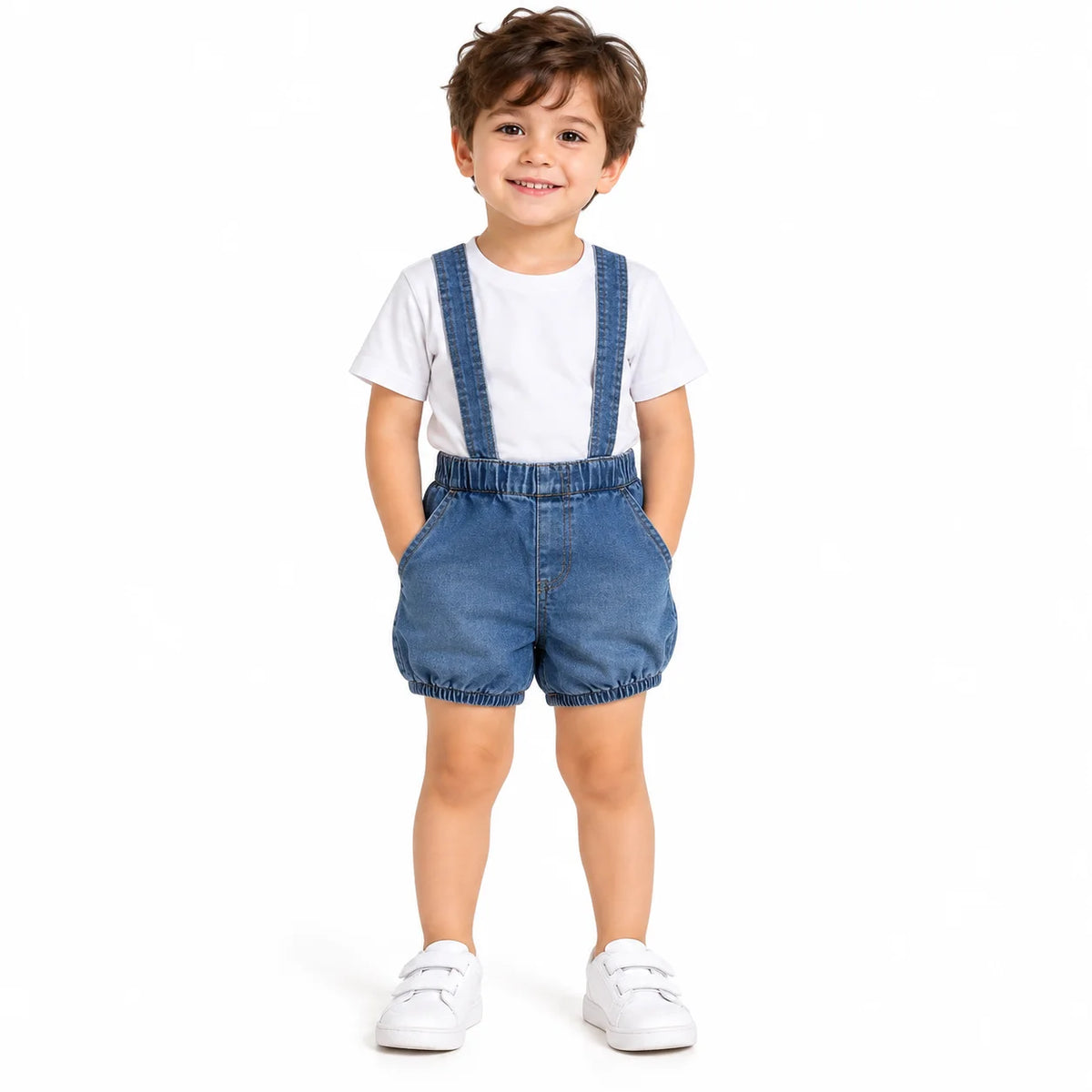 Boys' Denim Shorts with Straps