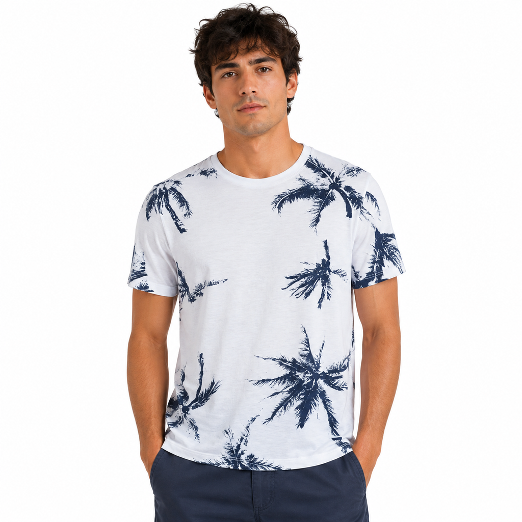 Men's White Tropical Palm T-Shirt