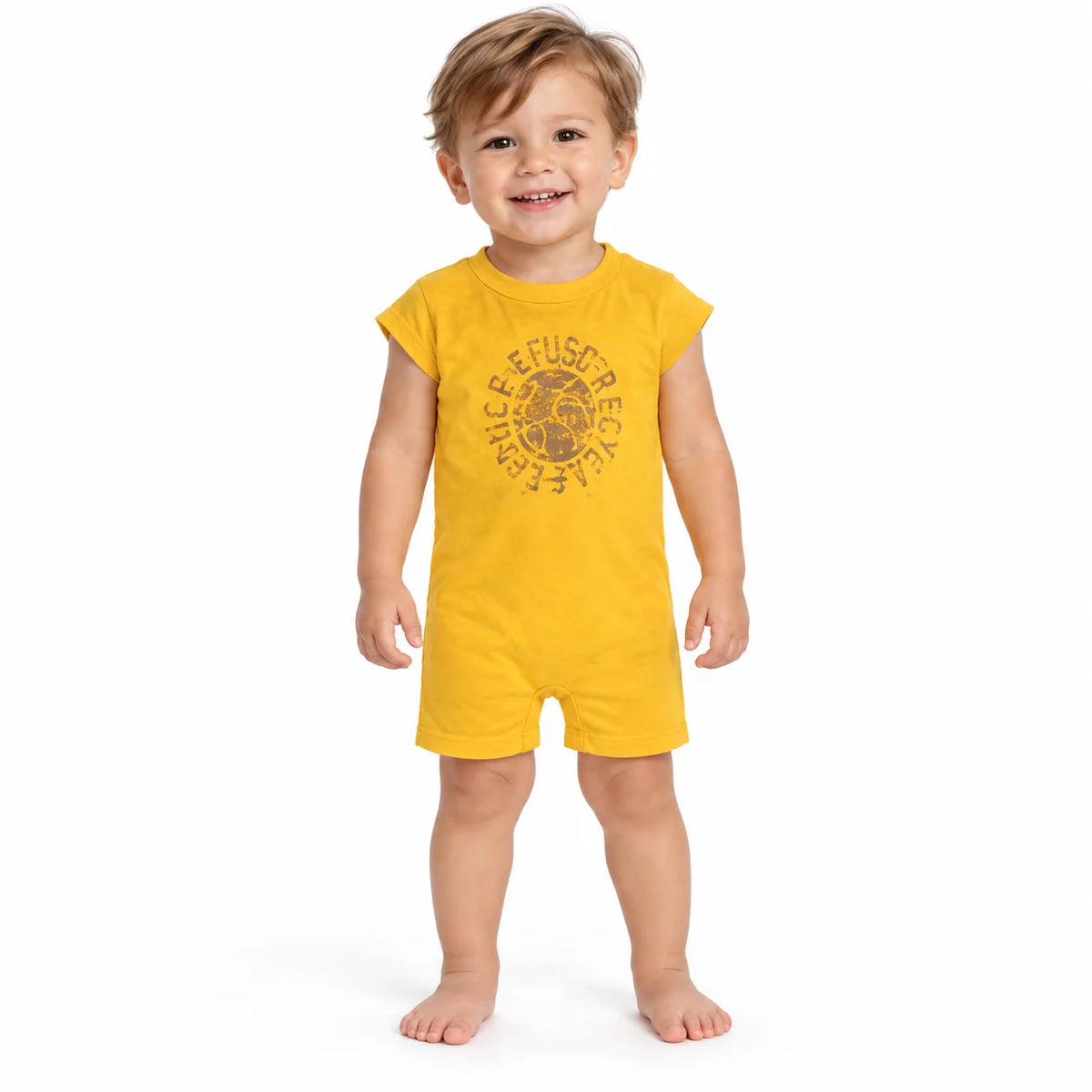 Boys' Yellow Printed Romper