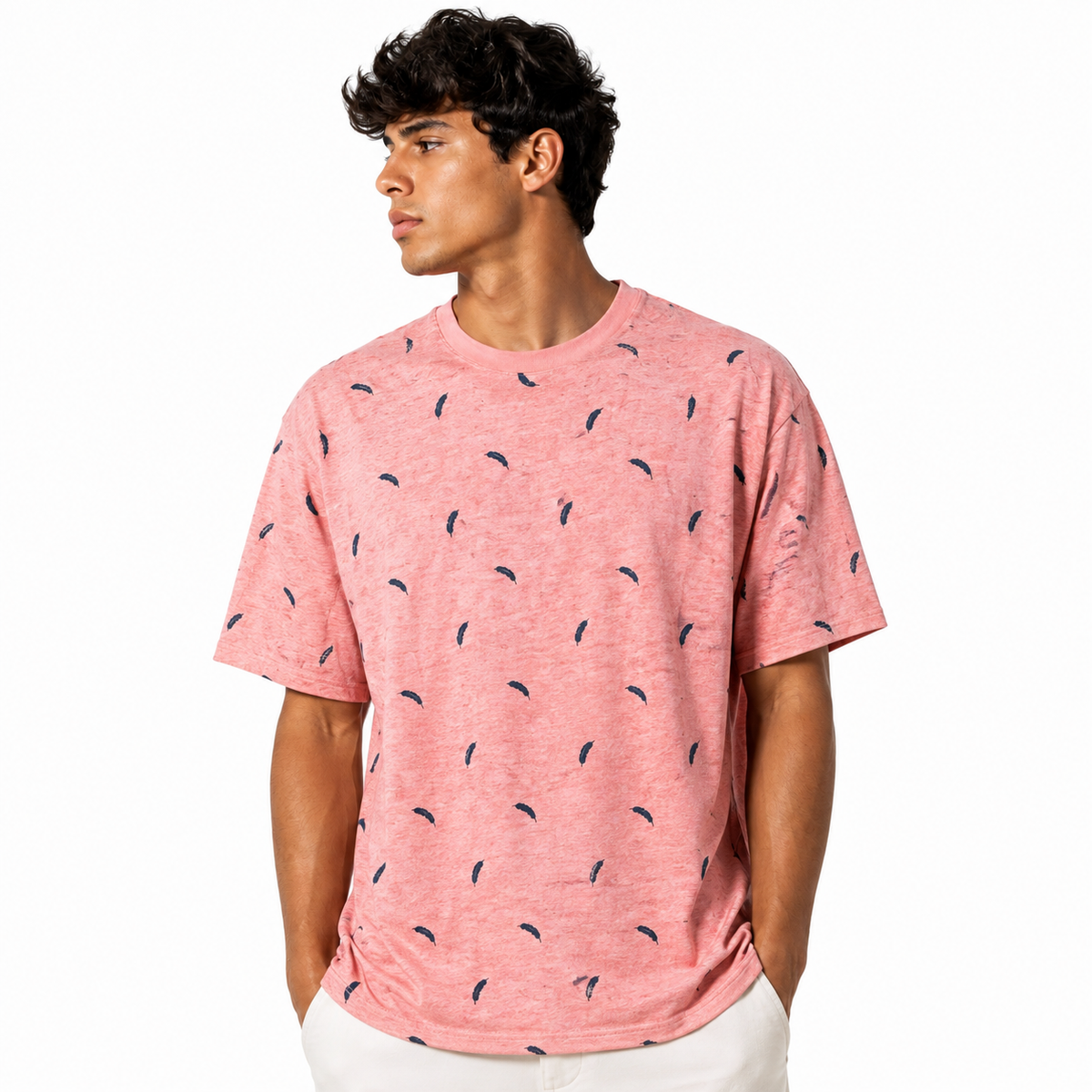 Pink feathered T-shirt