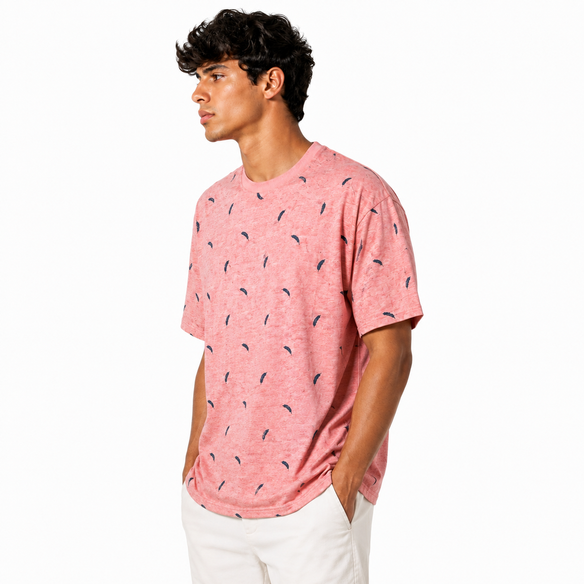 Pink feathered T-shirt