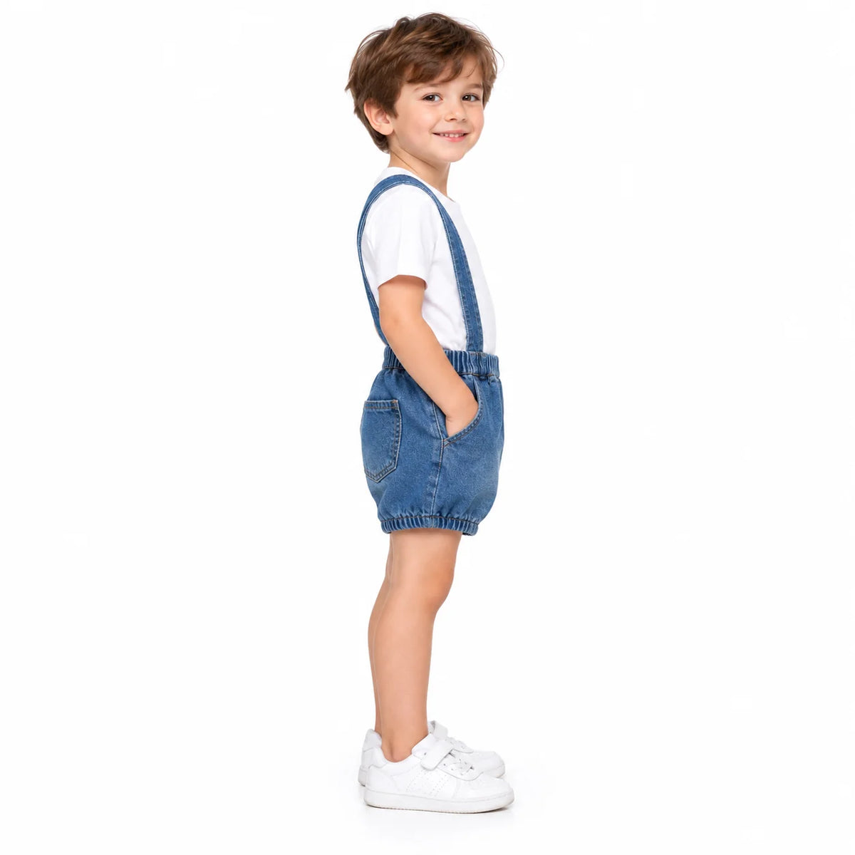Boys' Denim Shorts with Straps