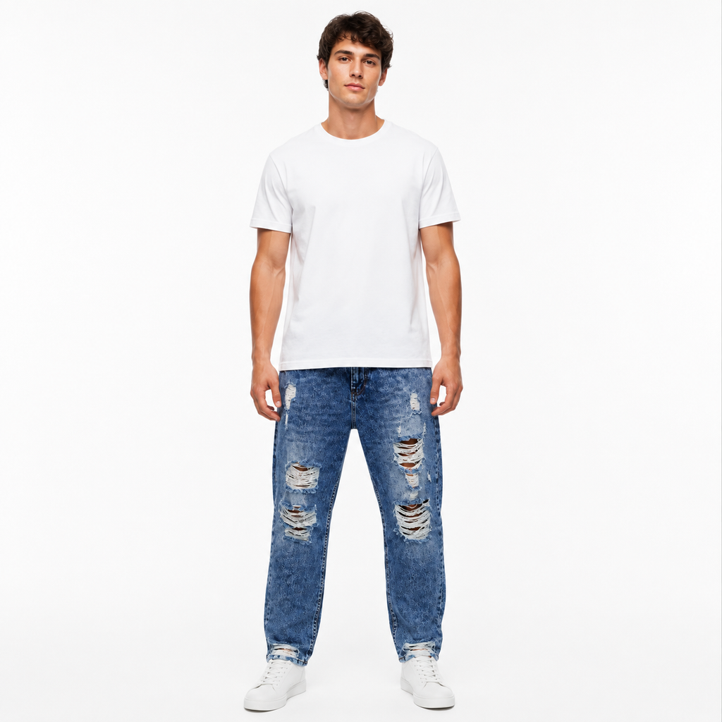 Modern Blue Ripped Jeans