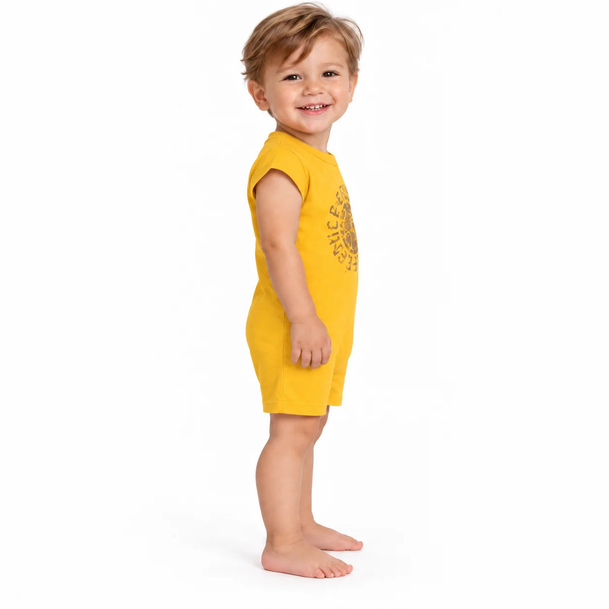 Boys' Yellow Printed Romper