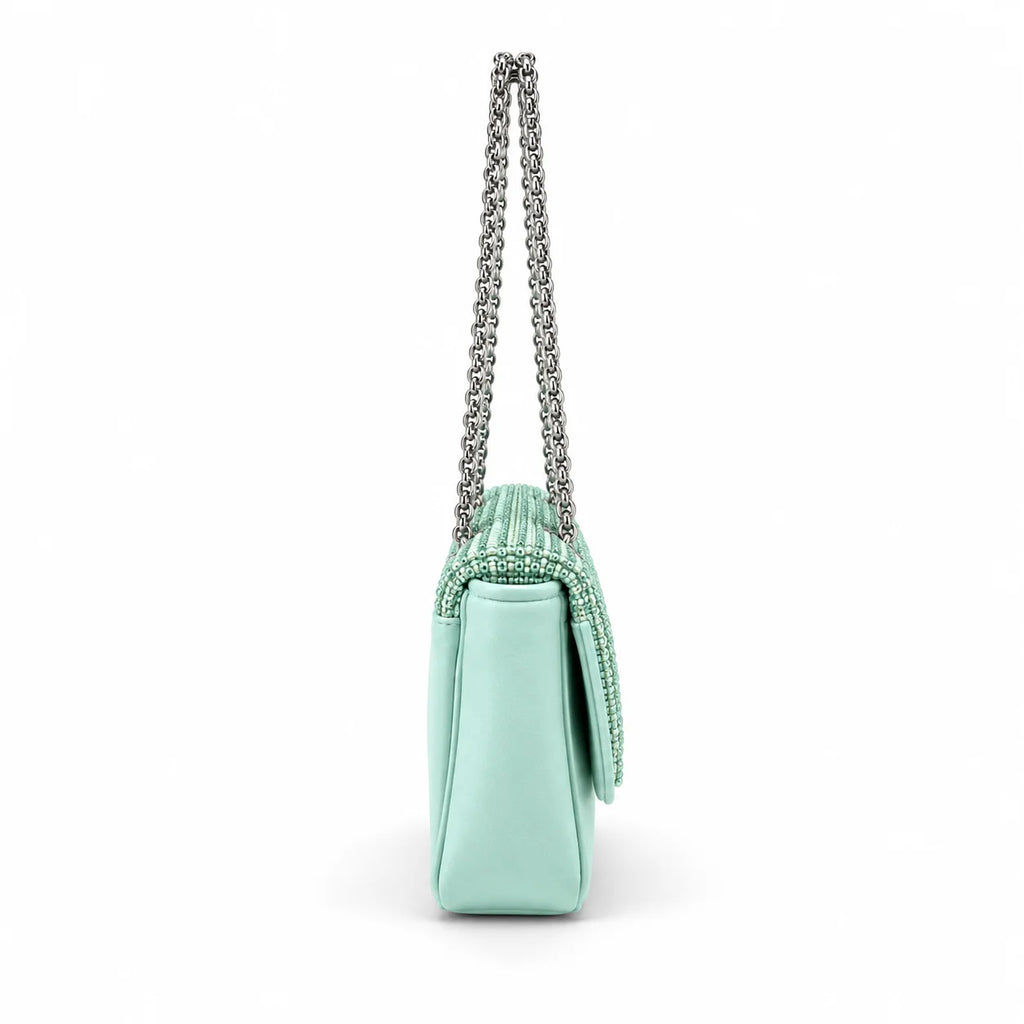 Elegant Mint Studded Shoulder Bag