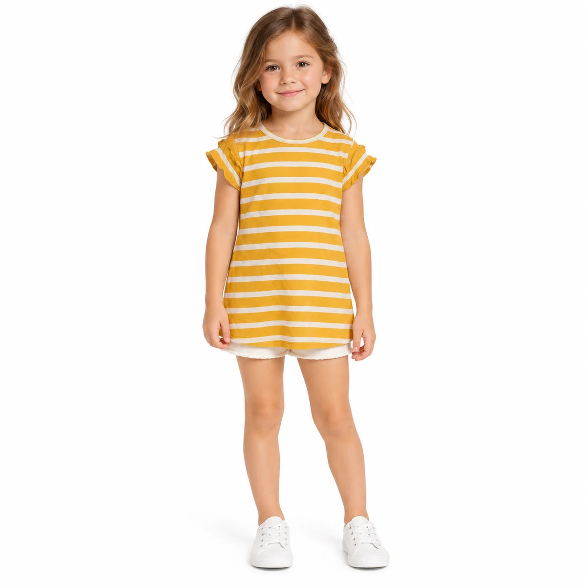 Kids' Yellow and White Striped T-Shirt