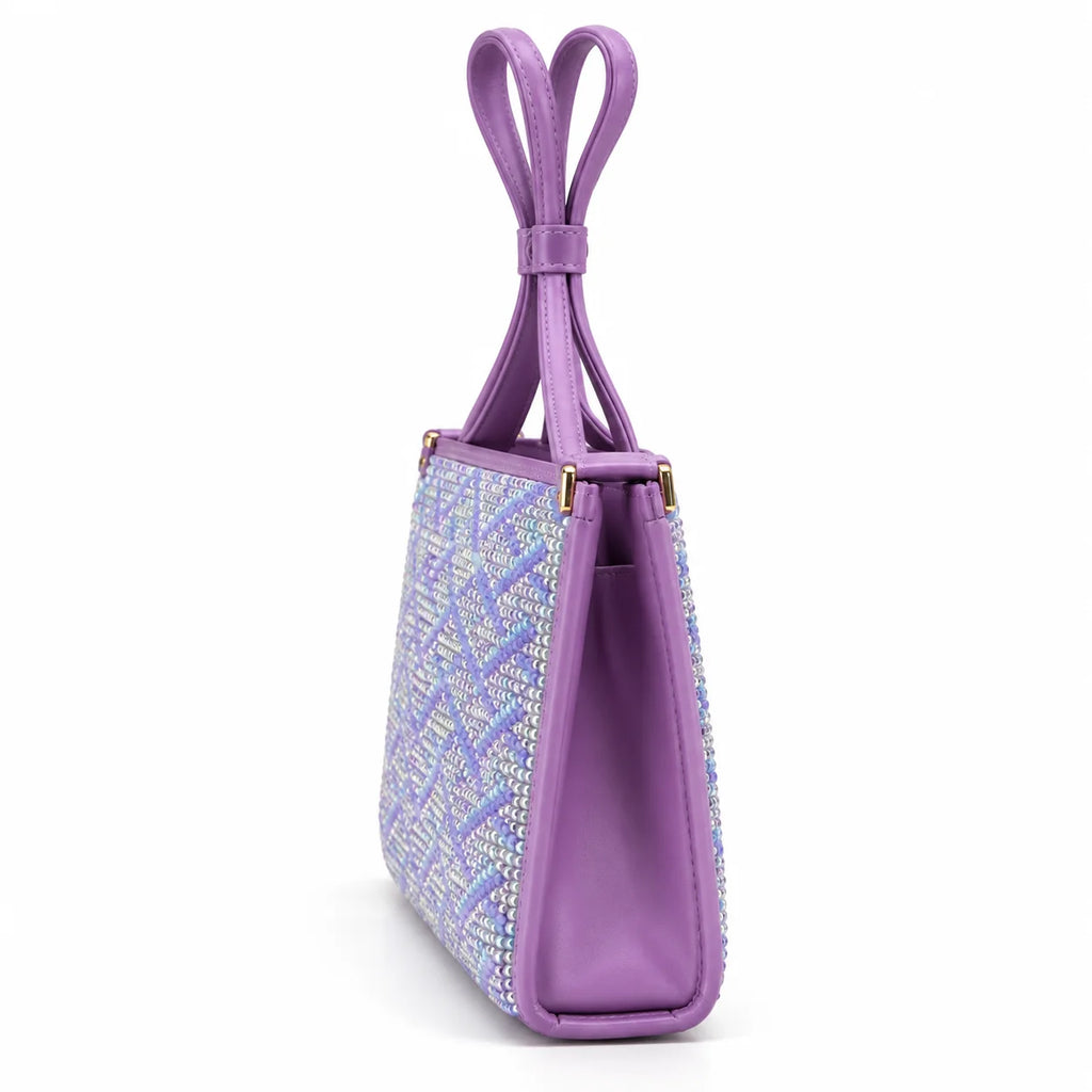 Glittering Studded Purple Handbag