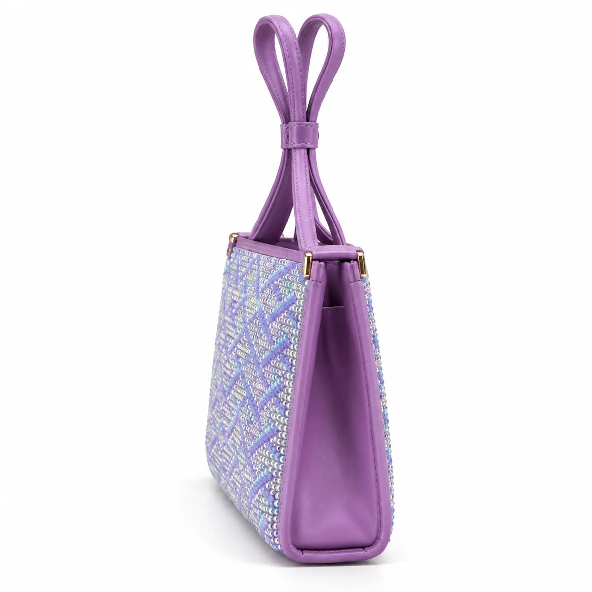 Glittering Studded Purple Handbag