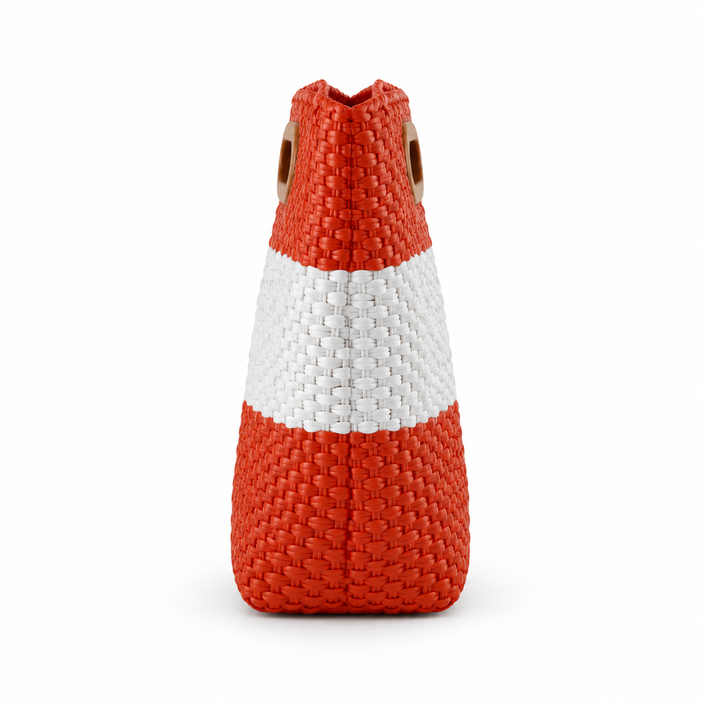 Red White Woven Bag