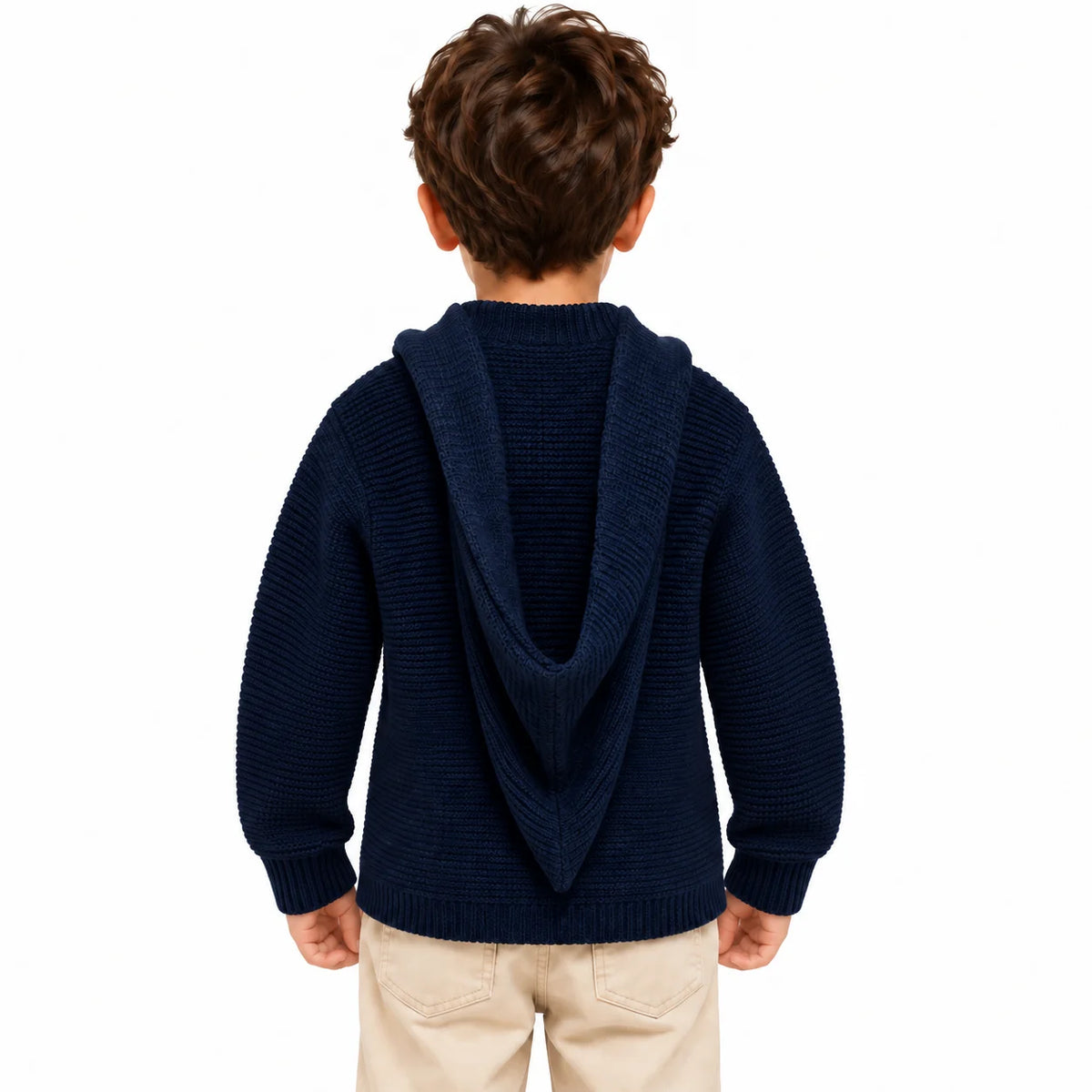 Kids' Navy Knit Hooded Jacket