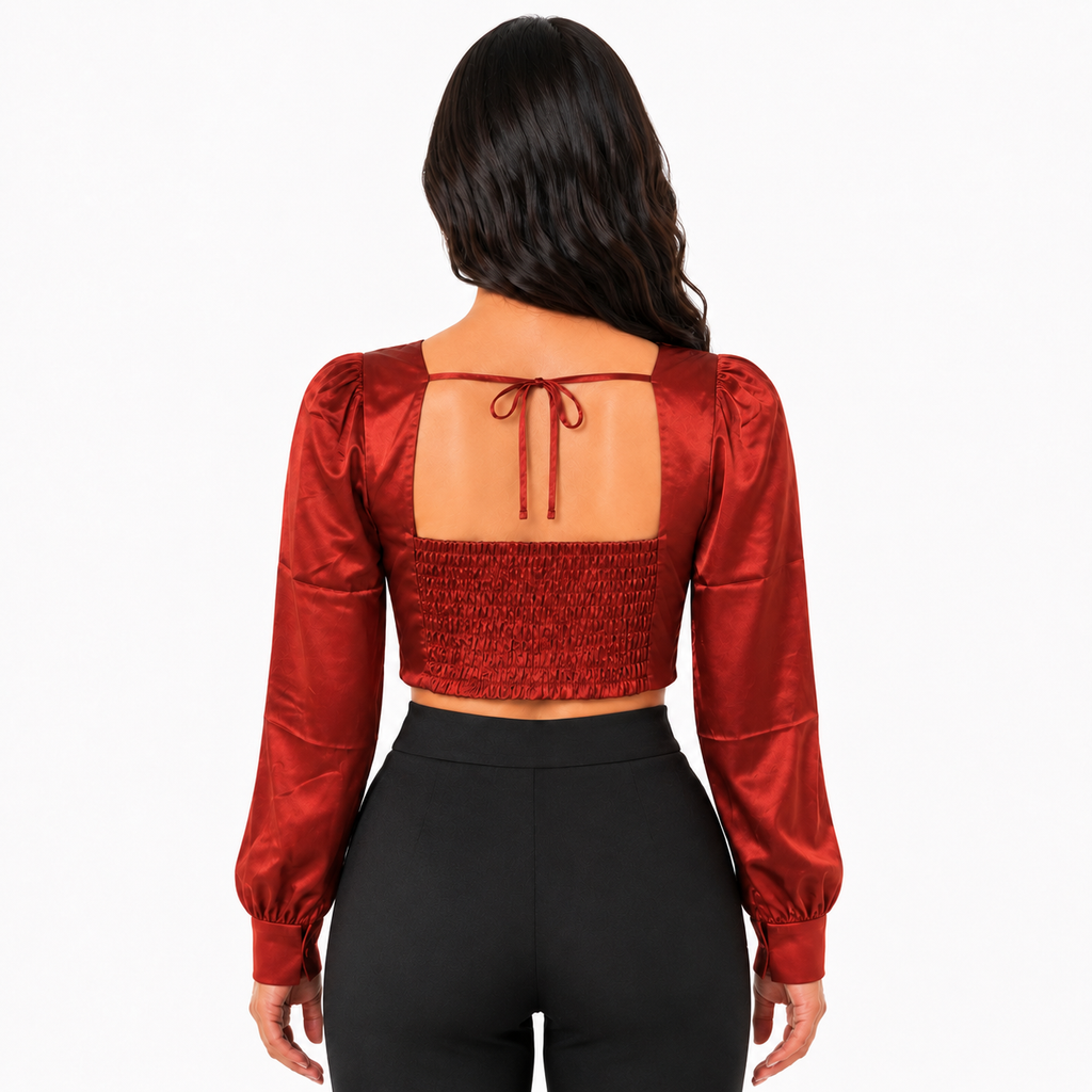 Copper Satin Blouse with Sleeves (KOUCLA)