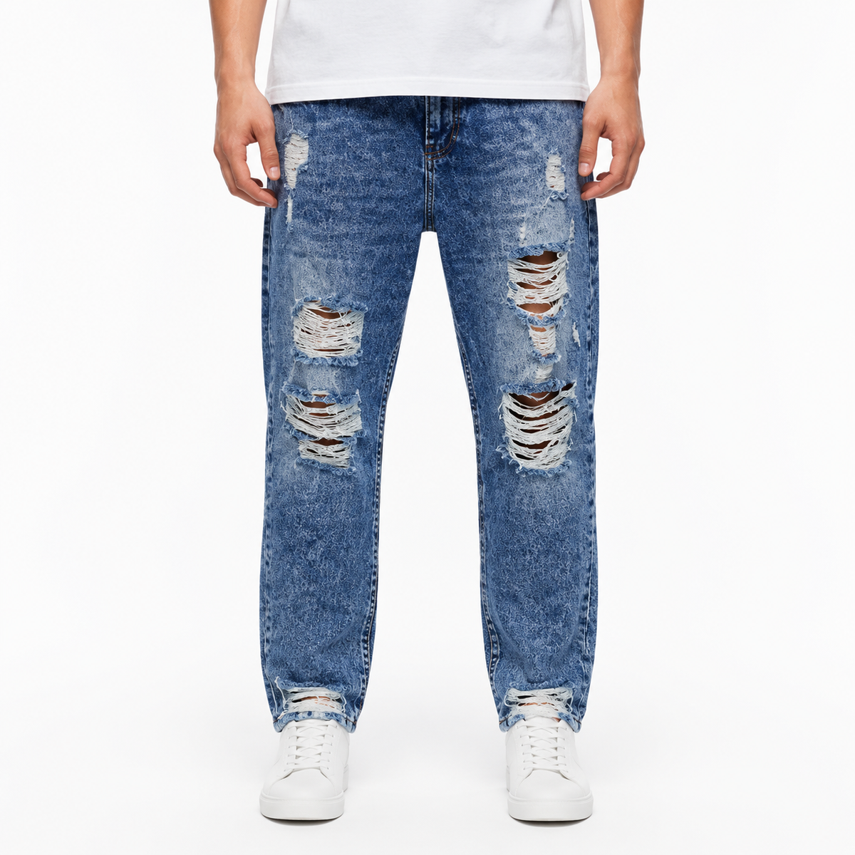 Modern Blue Ripped Jeans