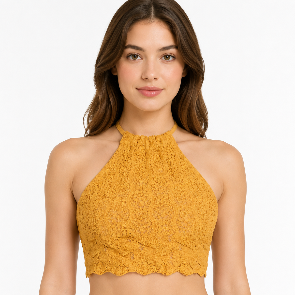 Gold Lace Halter Top