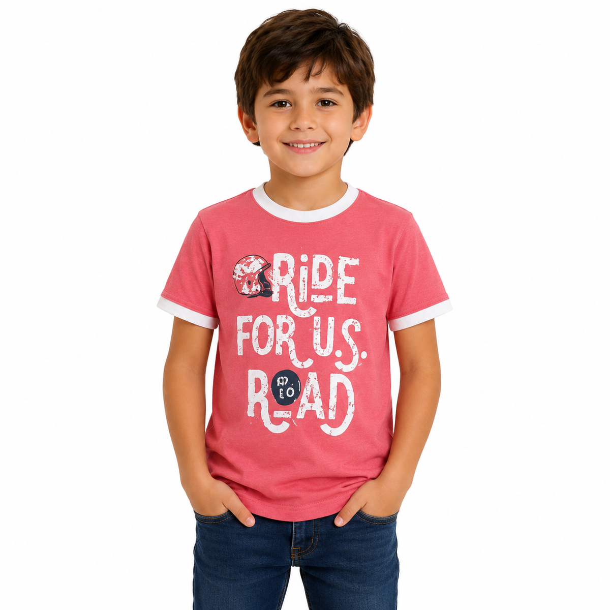 Kids' coral printed T-shirt