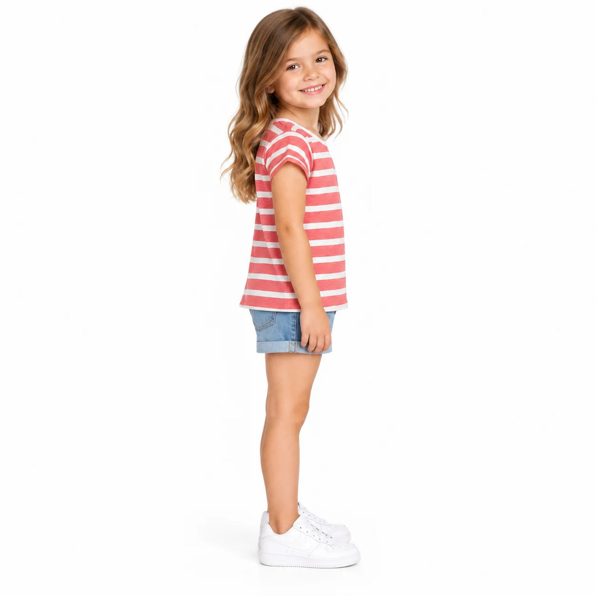 Kids' Pink and White Striped T-Shirt