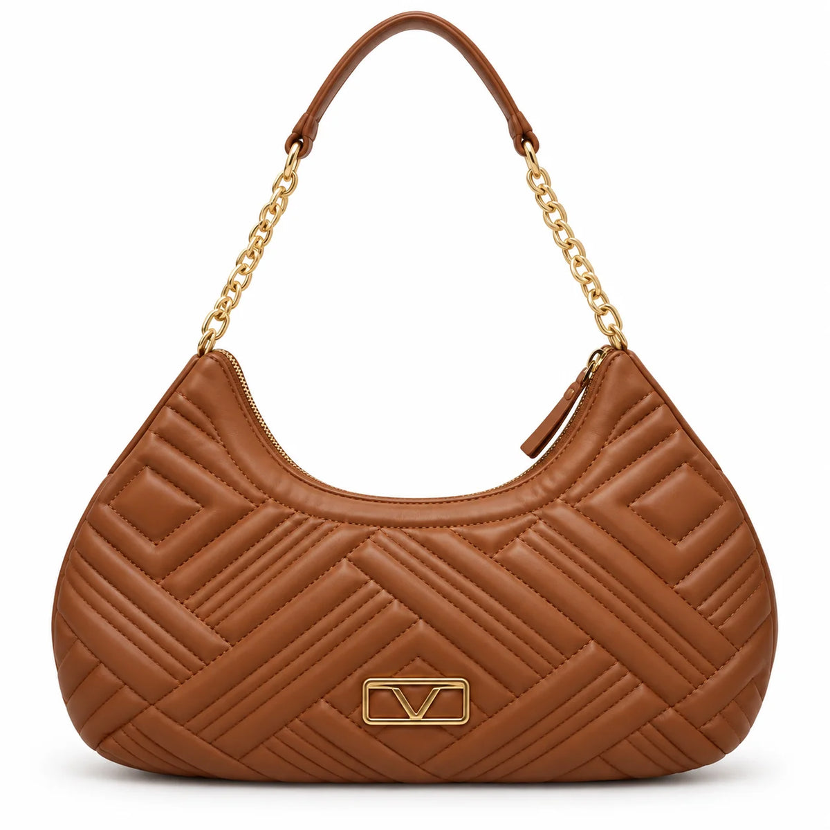 Brown Quilted Shoulder Bag