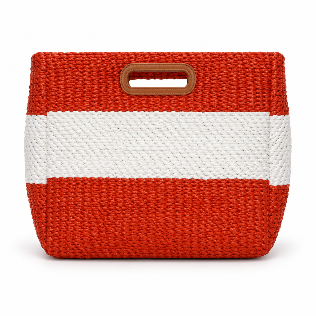 Red White Woven Bag