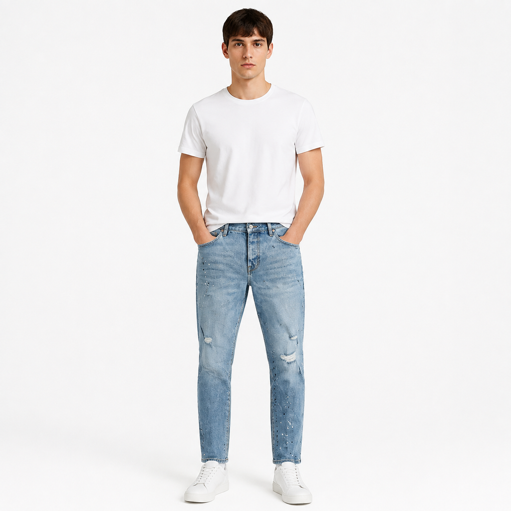 Light Wash Baggy Ripped Jeans