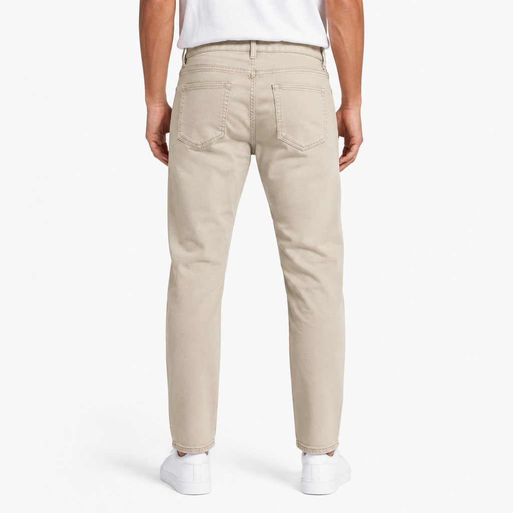 Soft Beige Slim-Fit Jeans
