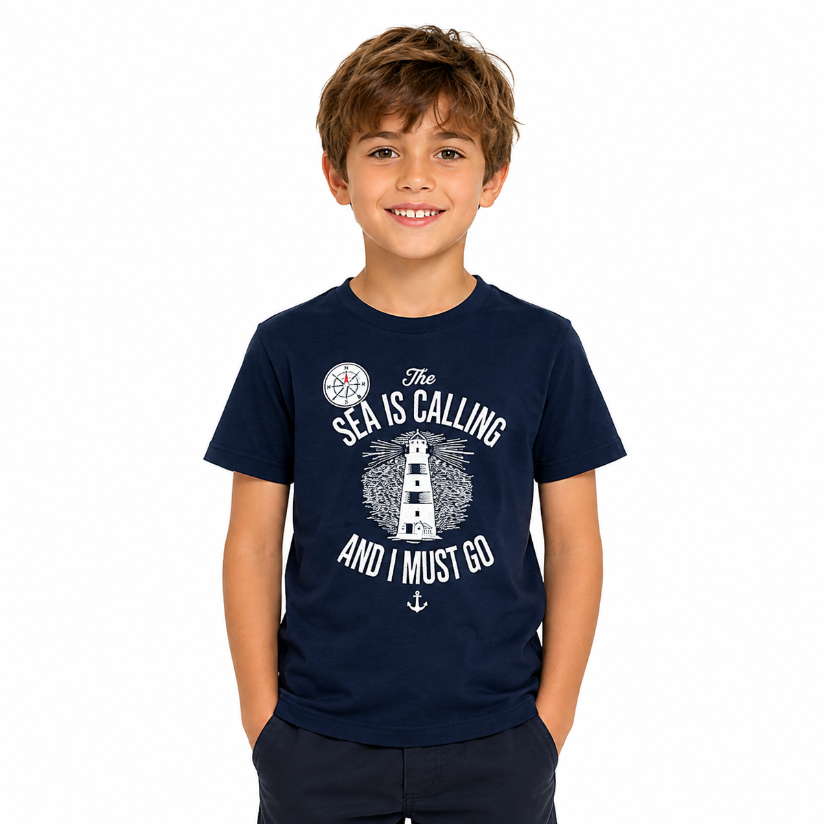 Kids' printed navy T-shirt