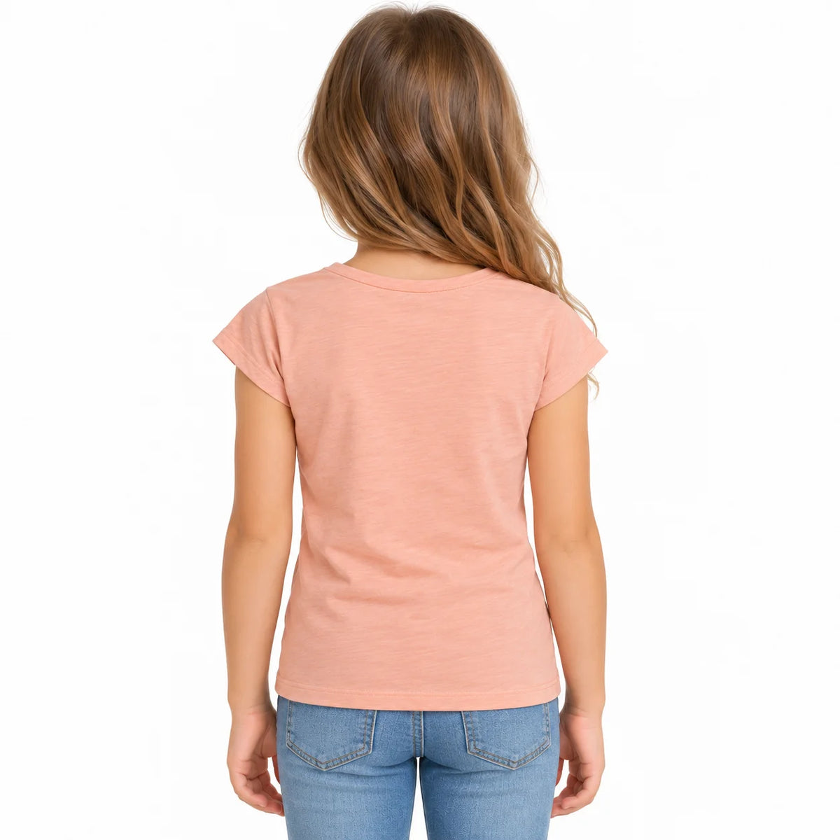 Girls' Peach Sea-Themed T-Shirt