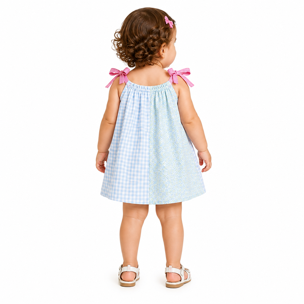 Sky blue dress with a bow