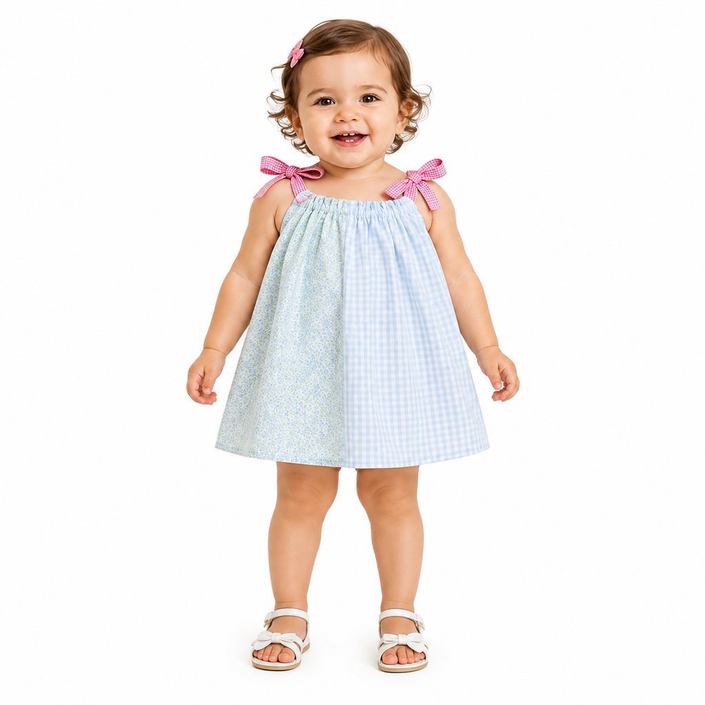 Sky blue dress with a bow