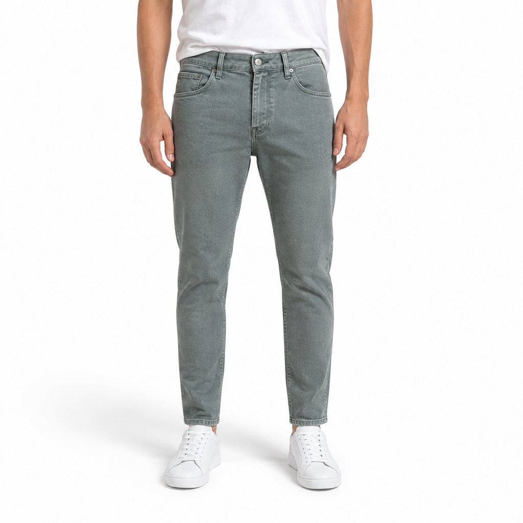 Sage Green Slim-Fit Jeans
