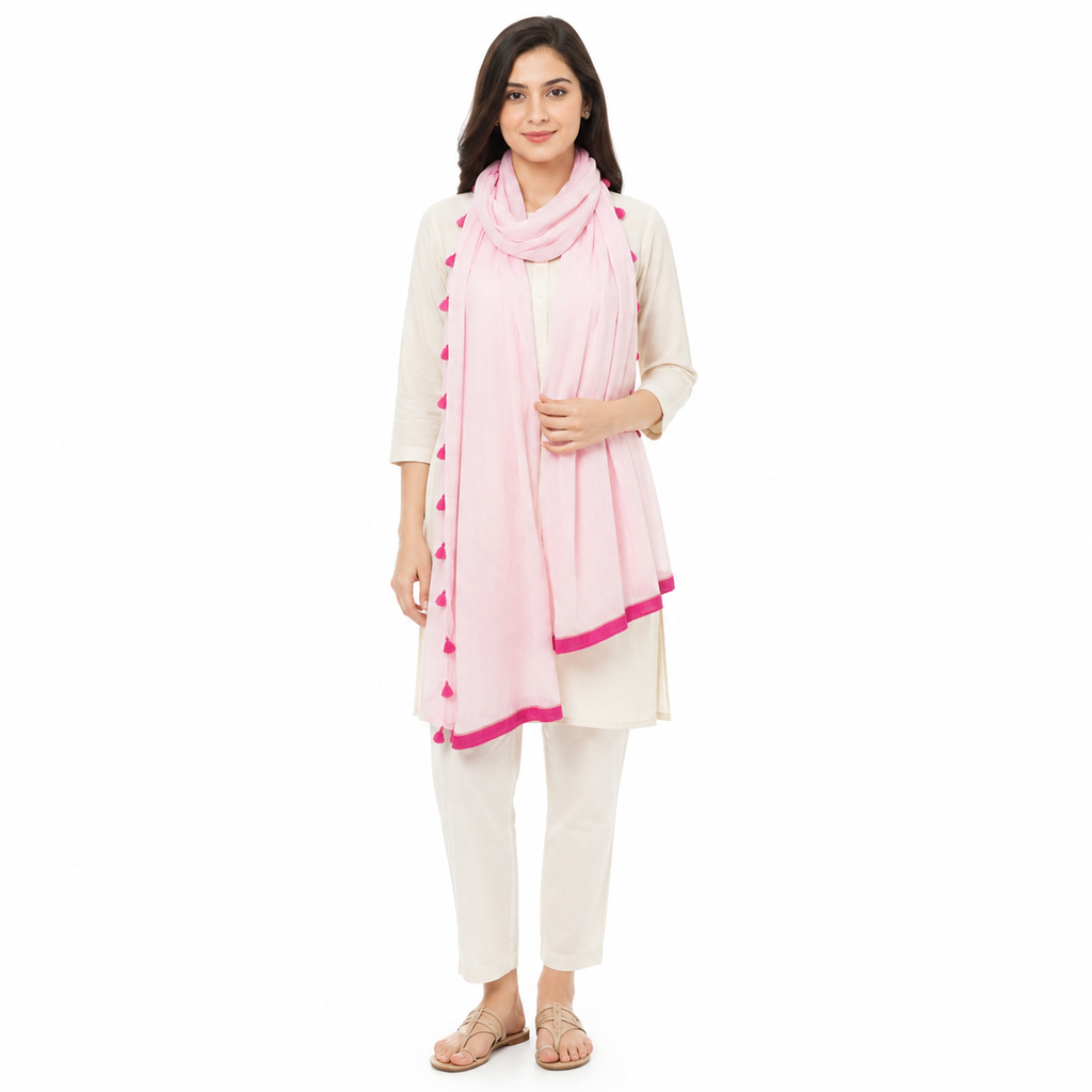 INSIDE Pink Scarf with Tassels