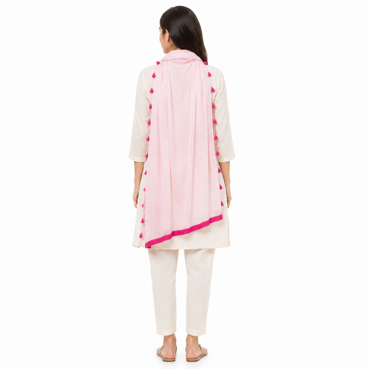 INSIDE Pink Scarf with Tassels
