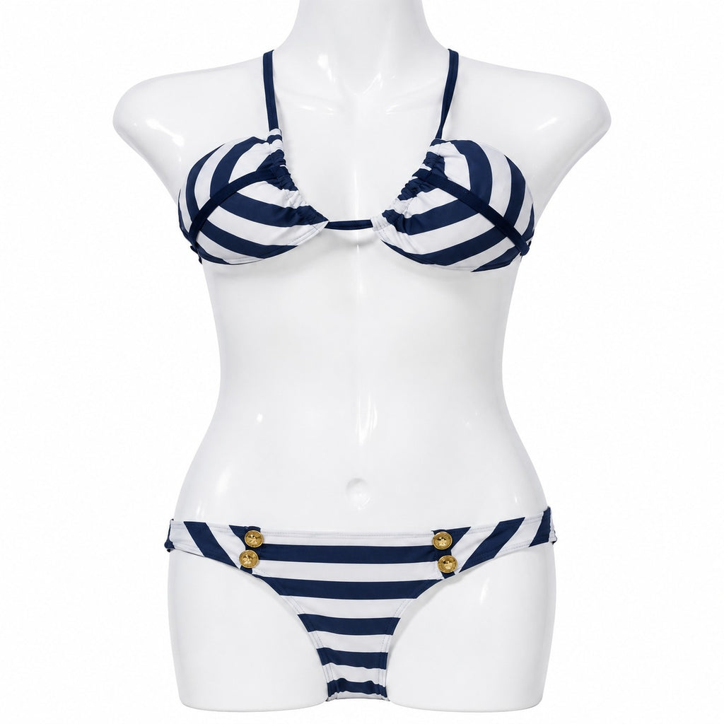 Stylish navy striped bikini