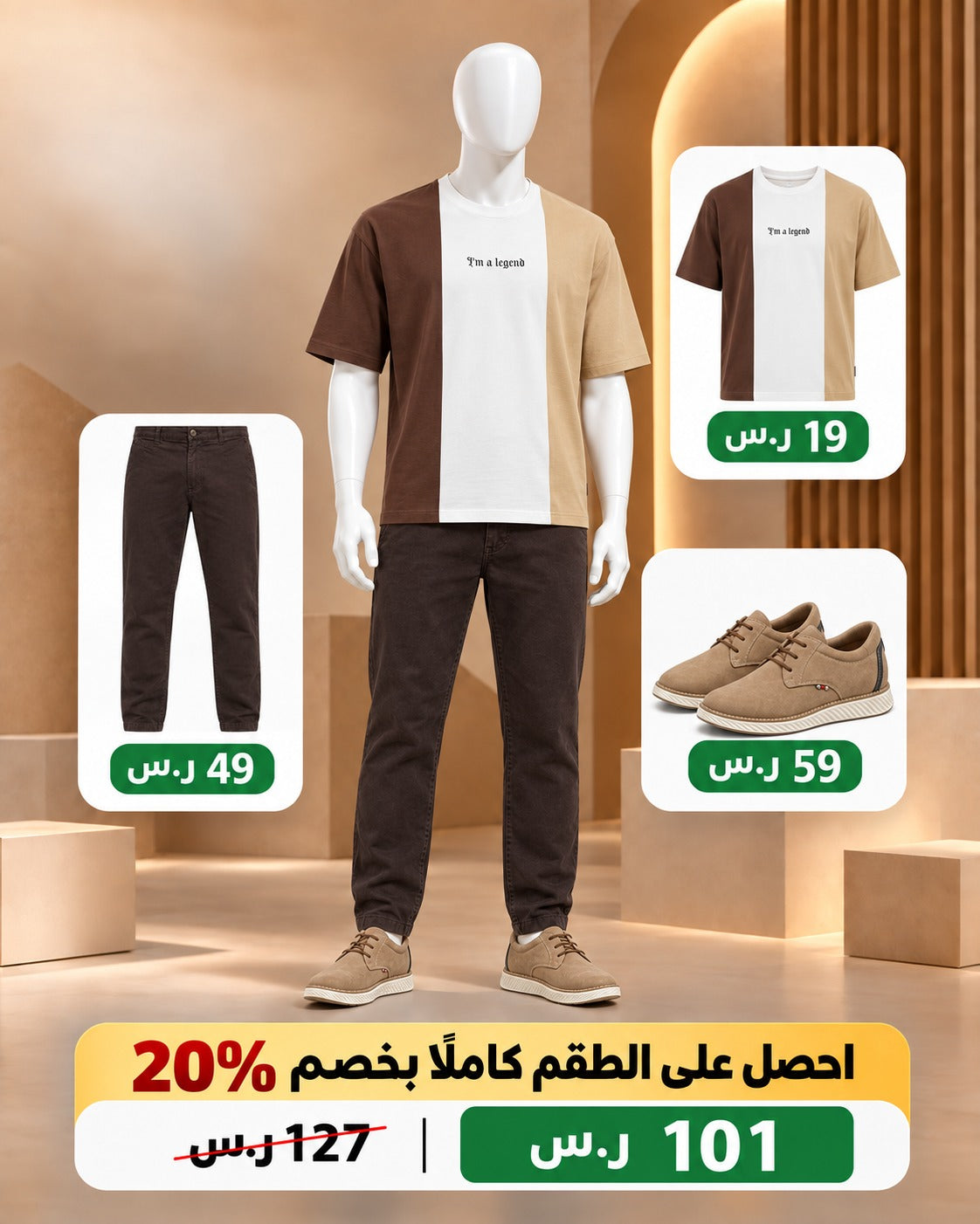 طقم كاجوال ليجند البني