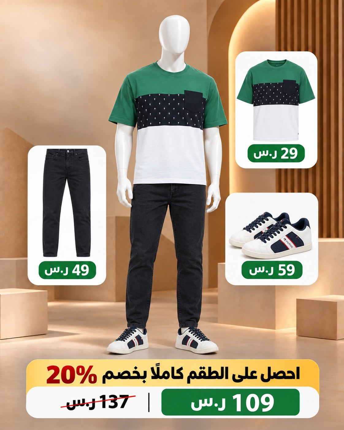 طقم رجالي كاجوال أخضر