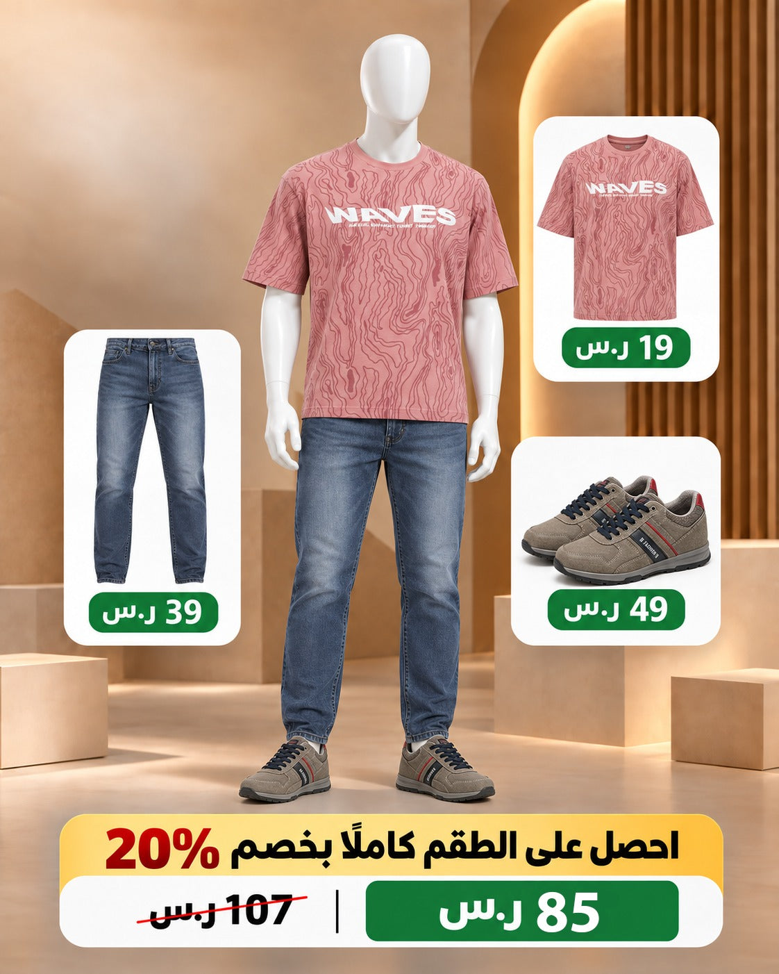 طقم كاجوال ويفز شبابي