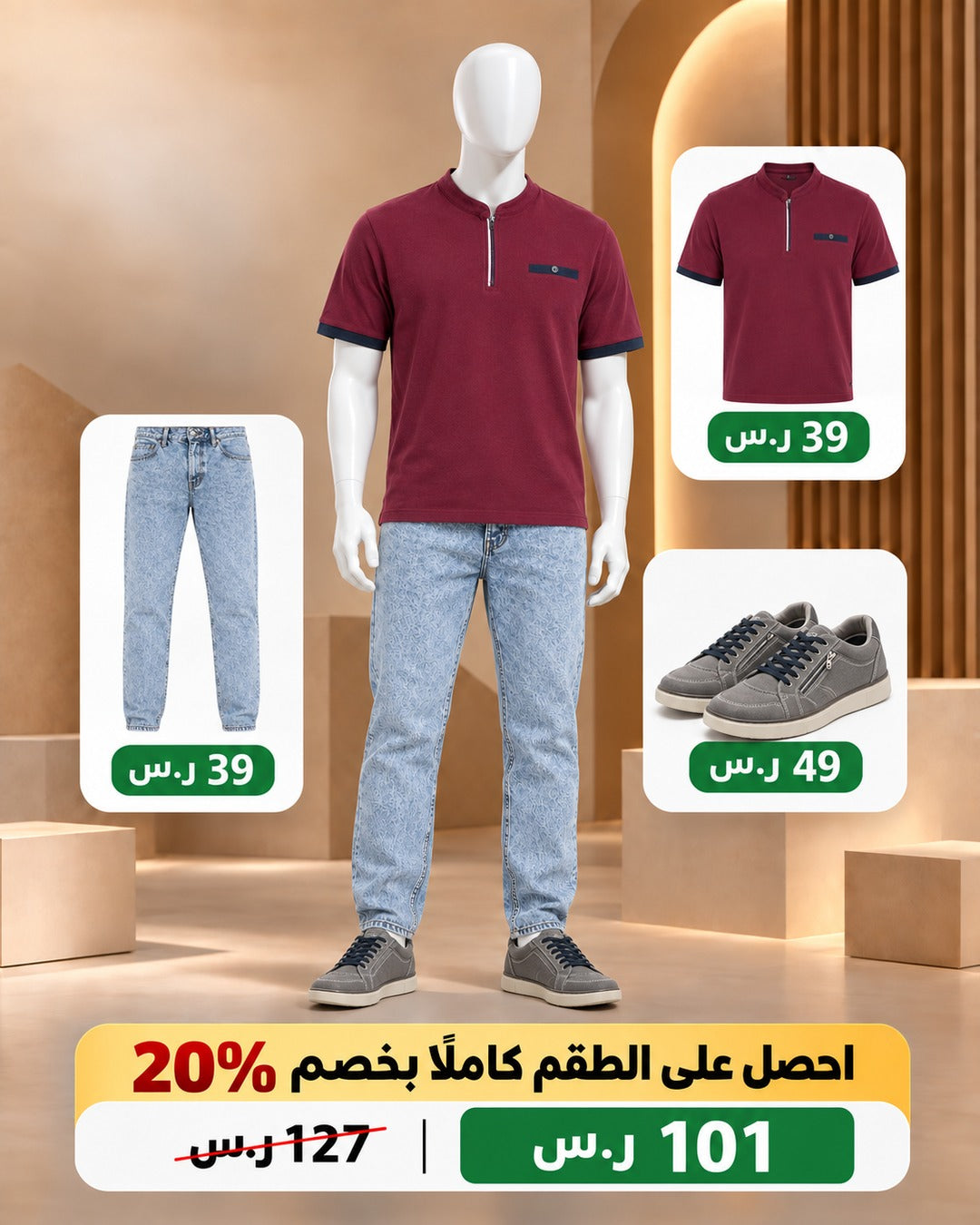 طقم كاجوال عنابي رجالي