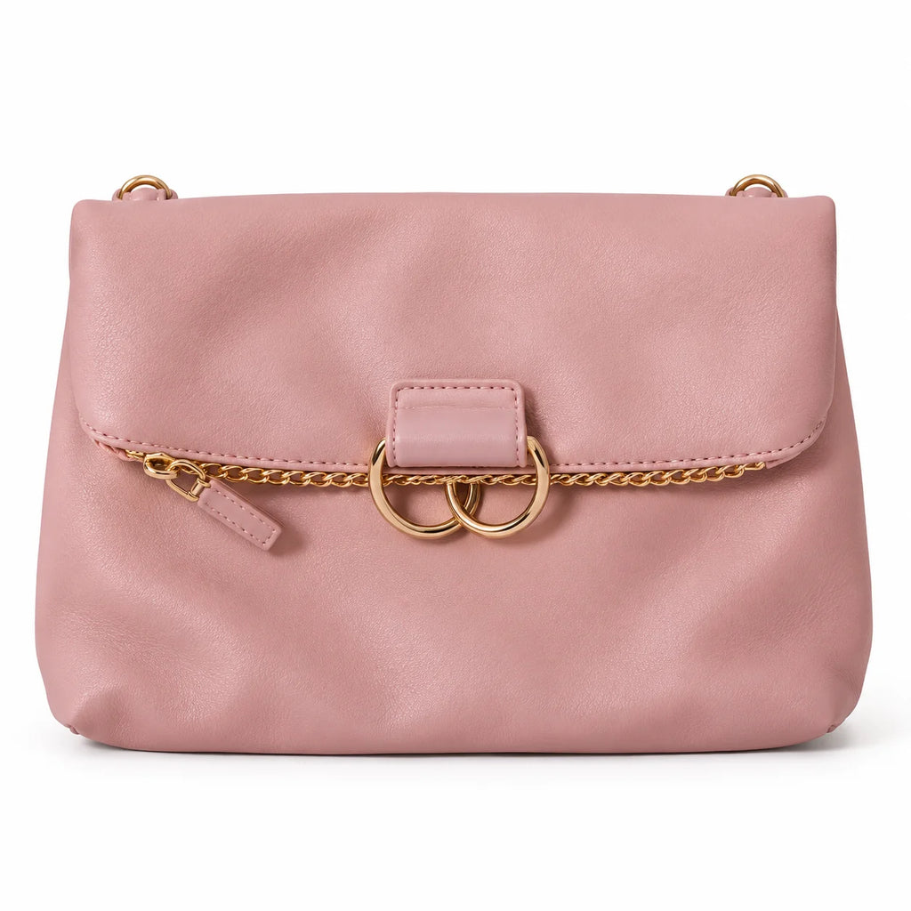 Pink Shoulder Bag with Gold Chain