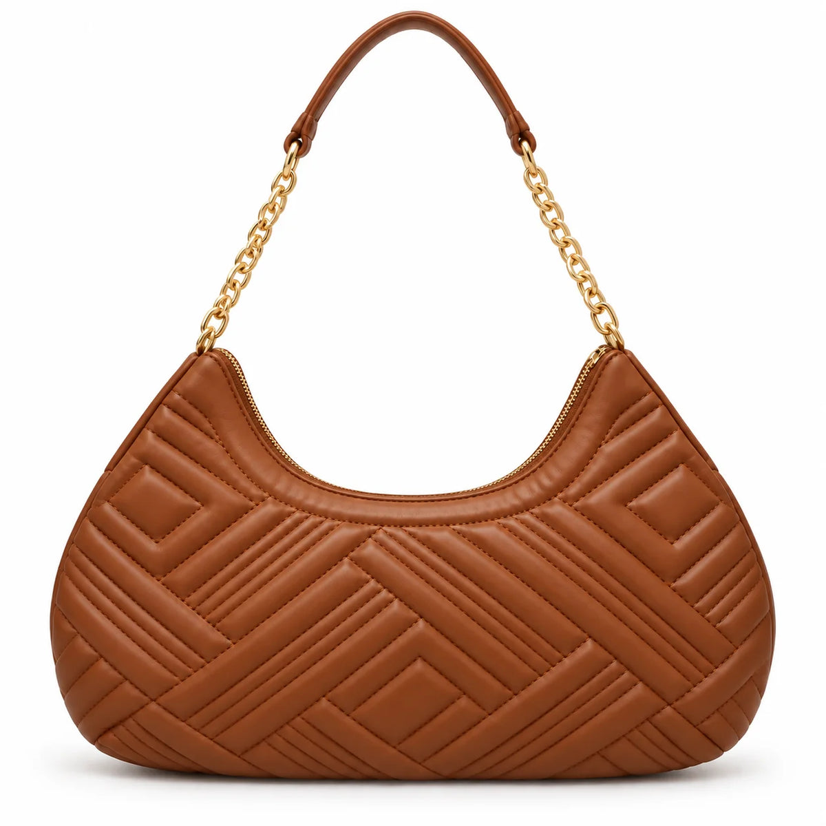 Brown Quilted Shoulder Bag