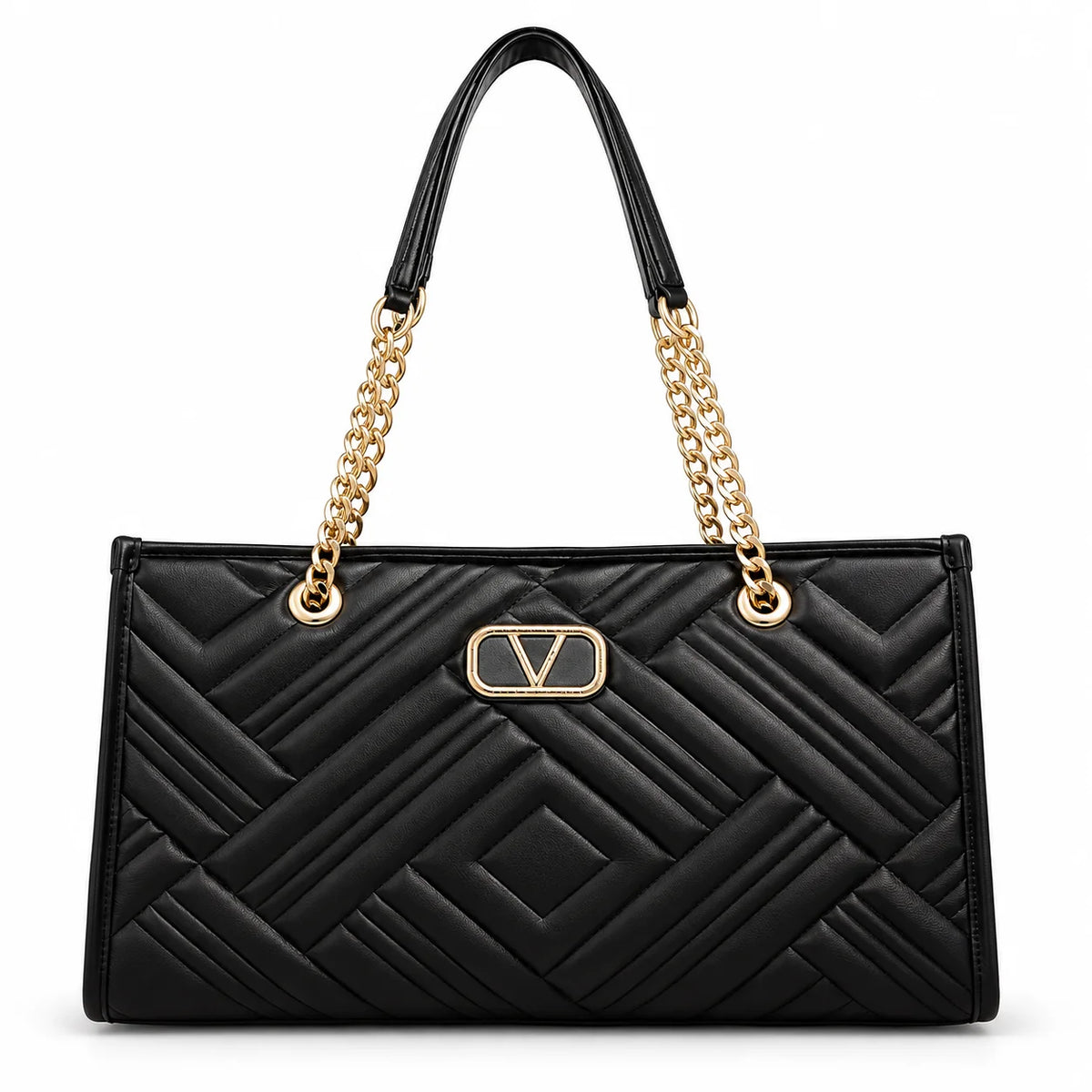 Black Geometric Shoulder Bag