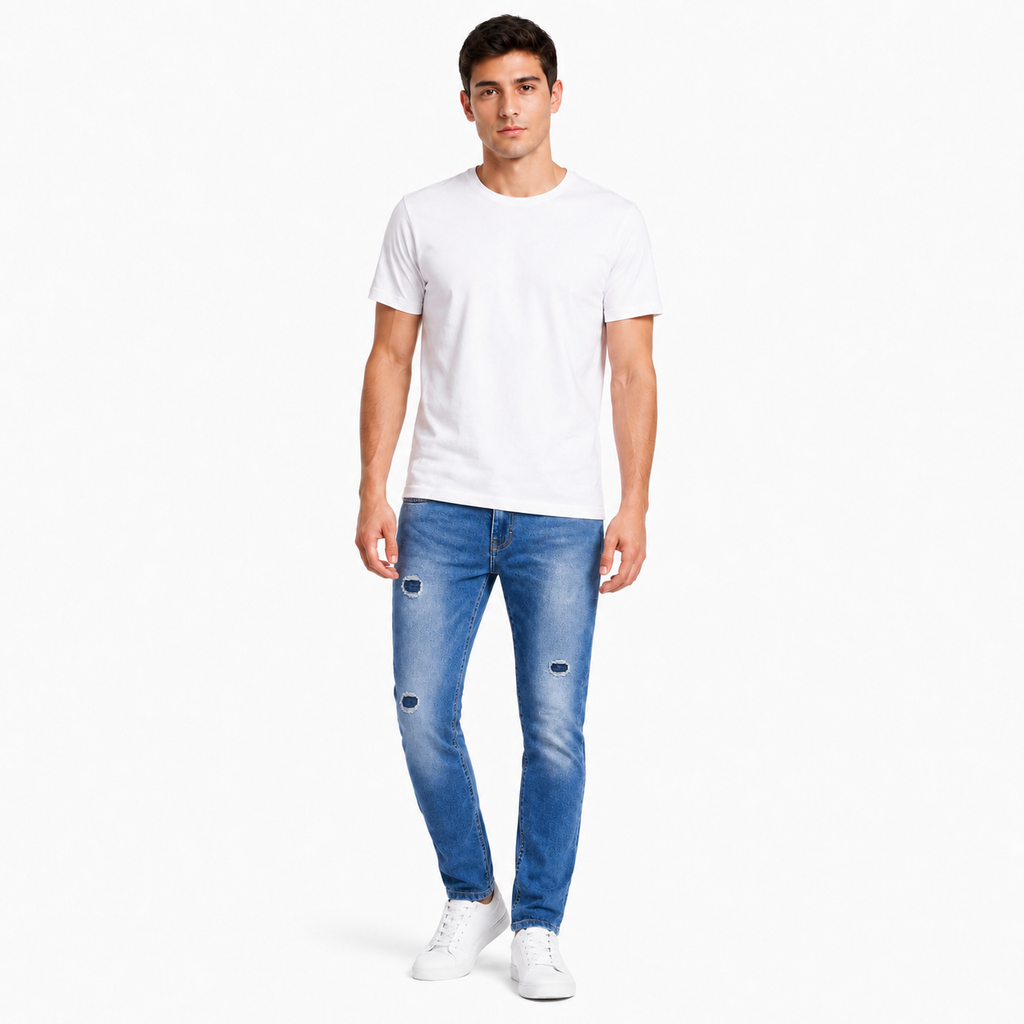 Blue Skinny Ripped Jeans