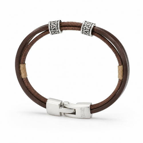 Classic Silver Leather Bracelet