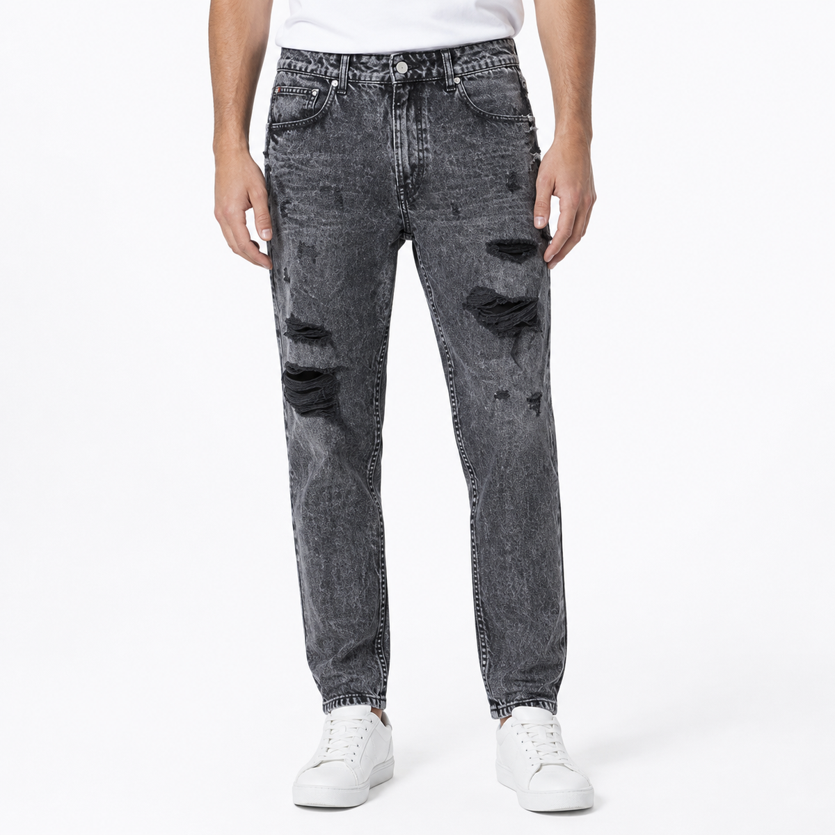 جينز ممزق رمادي بريميوم