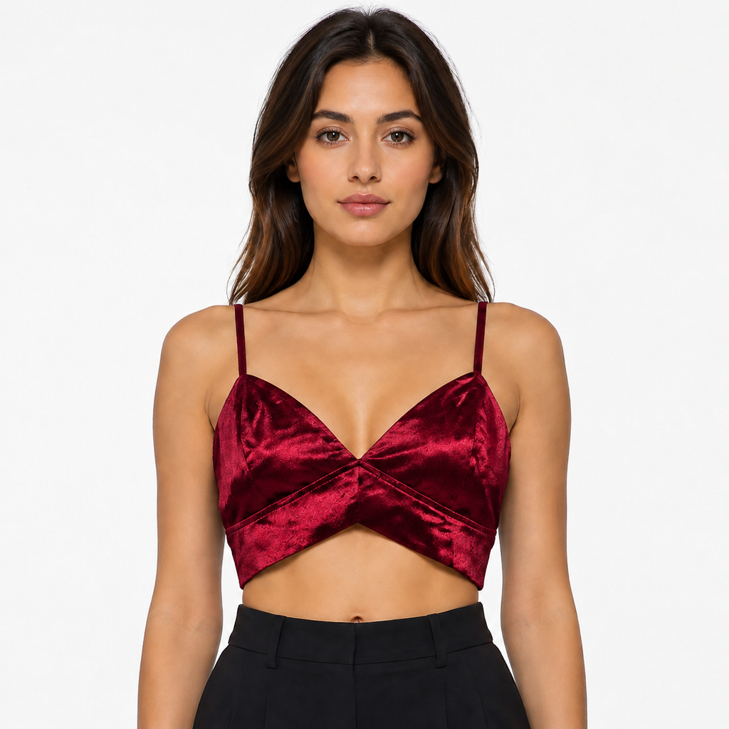 Alluring Maroon Satin Bralette (KOUCLA)