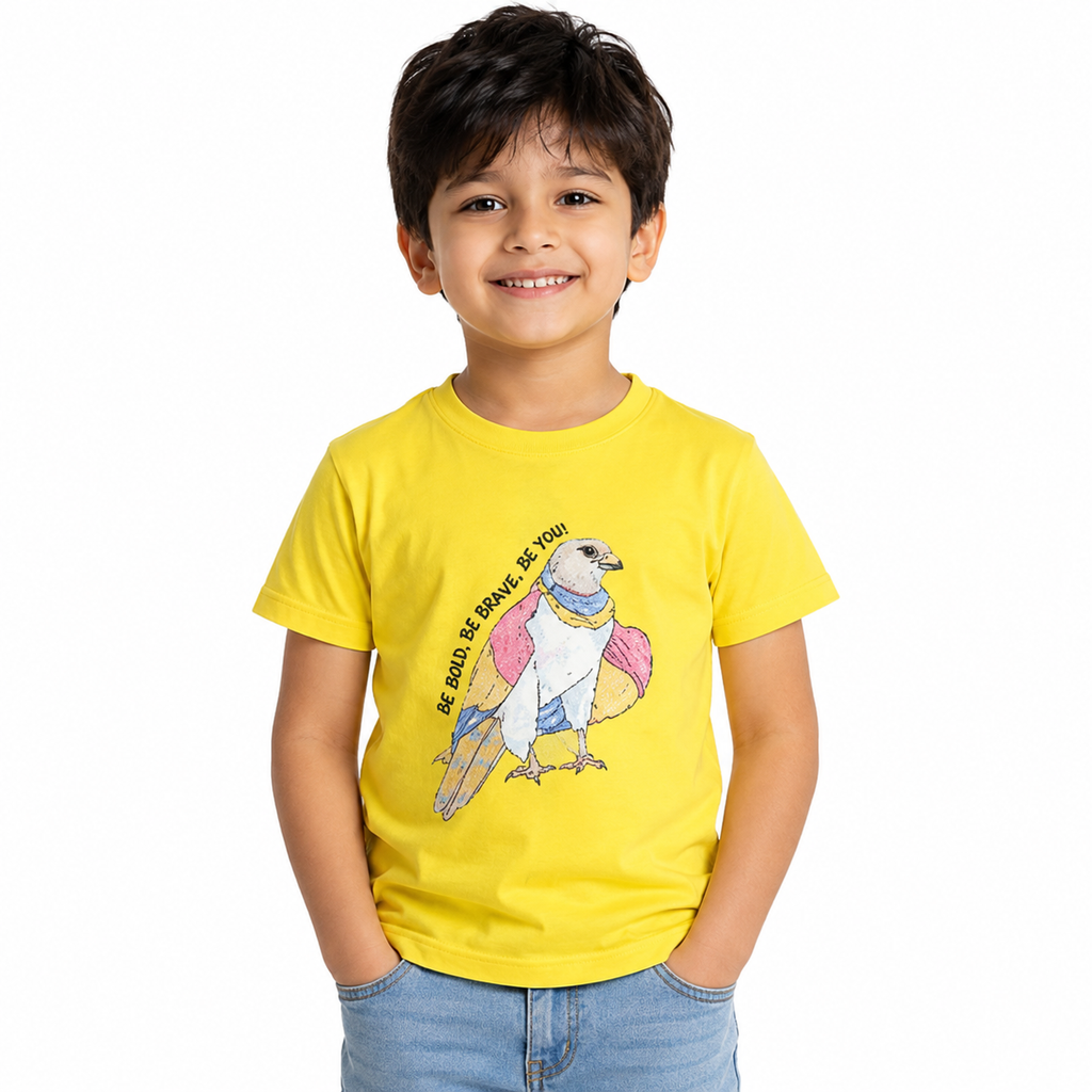 Kids' yellow printed T-shirt