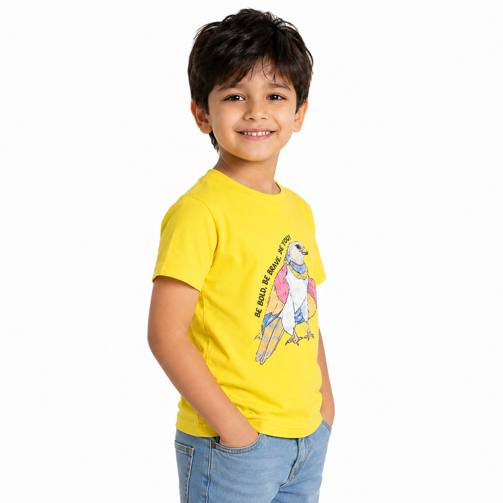 Kids' yellow printed T-shirt