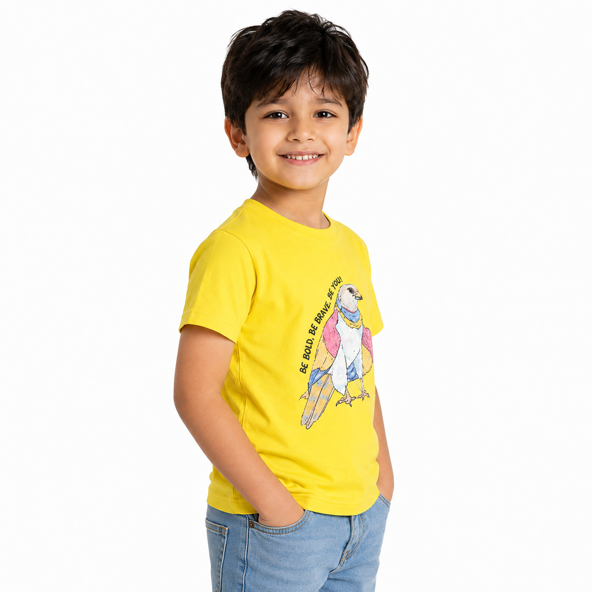 Kids' yellow printed T-shirt
