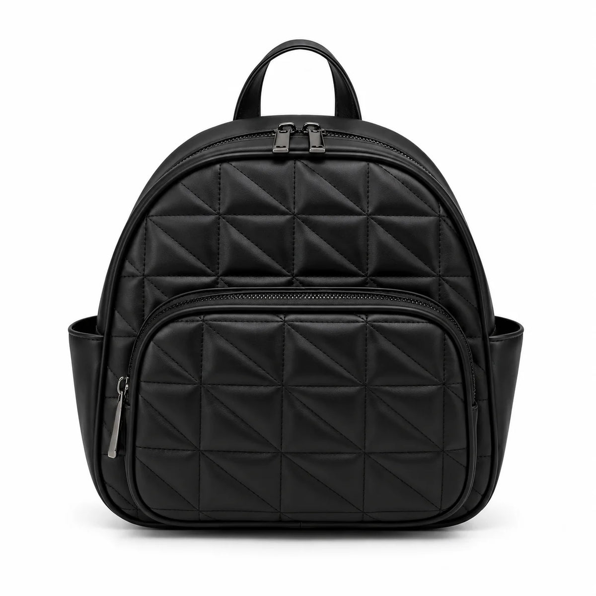 Black Quilted Geometric Backpack