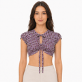Purple double-tie crop top