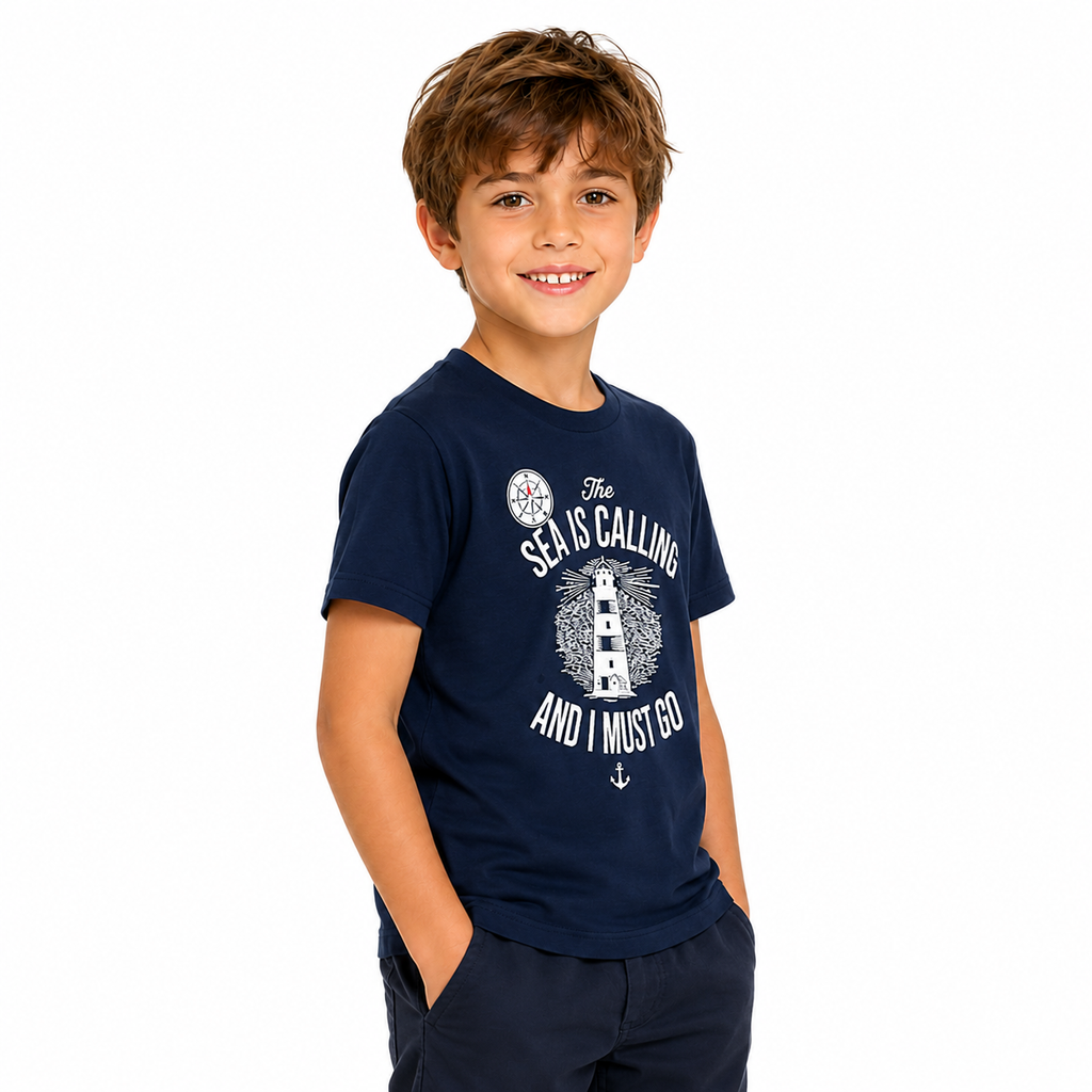 Kids' printed navy T-shirt