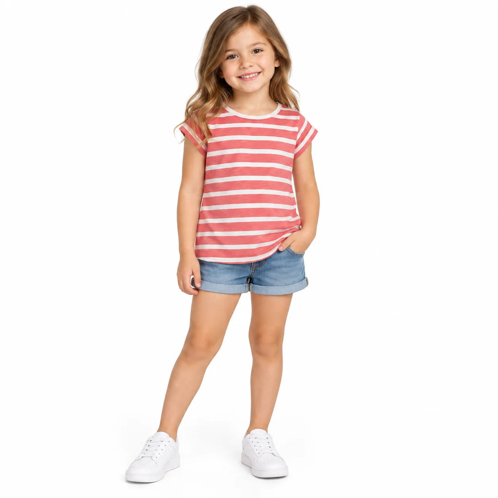 Kids' Pink and White Striped T-Shirt