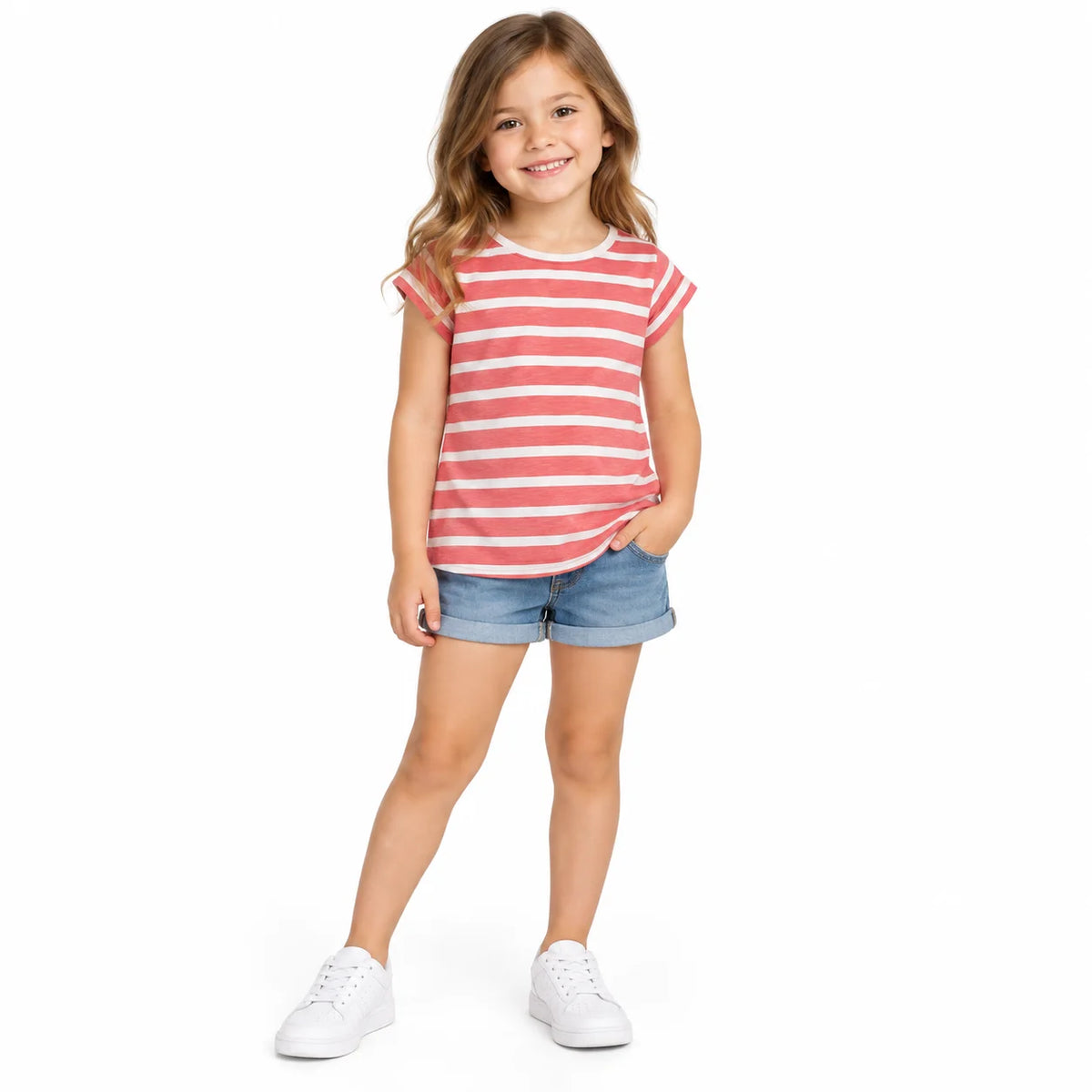 Kids' Pink and White Striped T-Shirt
